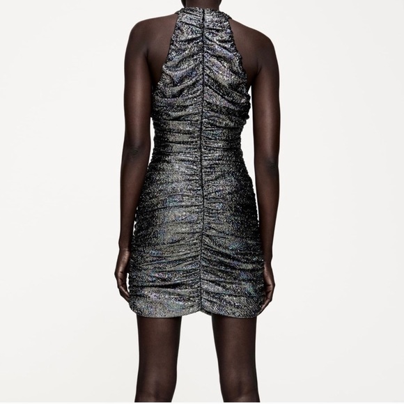 NWT ZARA Sparkly Draped Dress Multicolored XS - Picture 4 of 6
